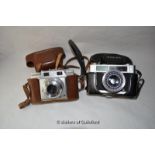 Konica EE-Matic vintage camera together with Agfa camera (2), both cased