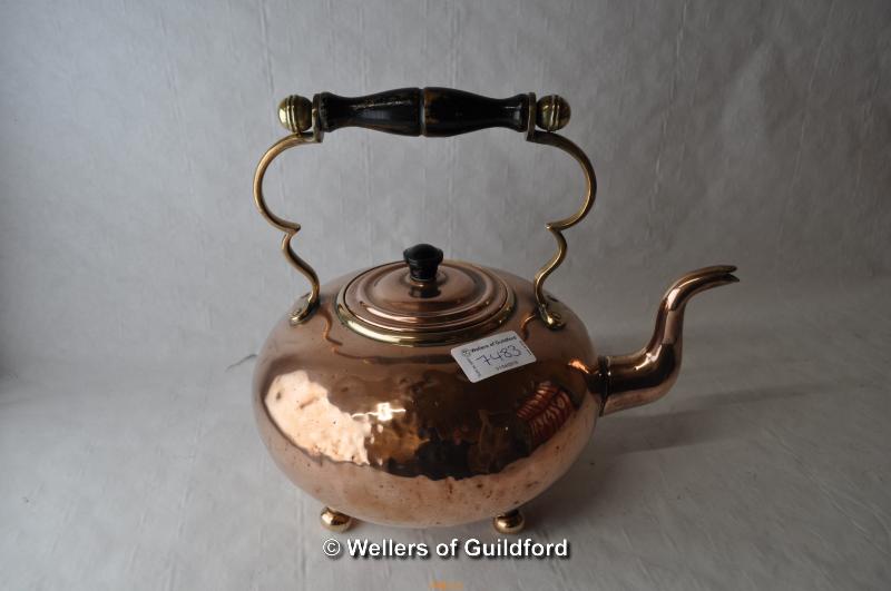 A copper warming pan and copper kettle. - Image 4 of 4