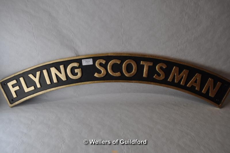 *Reproduction cast iron "Flying Scotsman" sign (Lot subject to VAT)