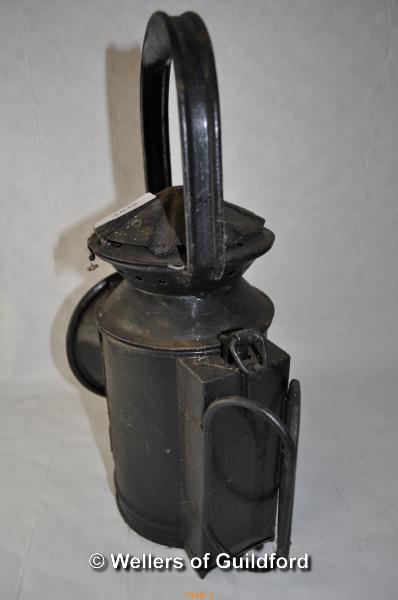 A black tin lamp, 32cm. - Image 2 of 3