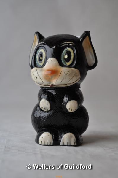 Potter and Moore OoLoo black cat scent bottle, Lond and Mitchell, Reg No.748794, 7.5cm high