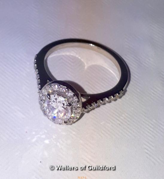 Ladies single stone diamond ring comprising of an oval diamond weighing 1ct, D colour, VS2 - Image 2 of 6