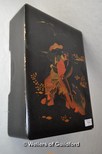 A Japanese laquered box, 38 x 27.5 x 10cm. - Image 2 of 3