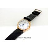 A 9ct Yellow Gold Ladies Bennison Ho Russelltson Watch with leather strap, 26.3g