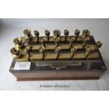 A vintage brass and mahogany scientifc instrument by Telegraph Works, Silvertown, London, No 505.