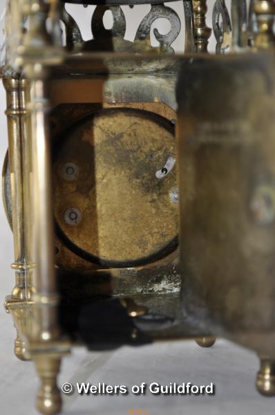 A Smith's clockwork lantern clock with original key, 18cm. - Image 3 of 3