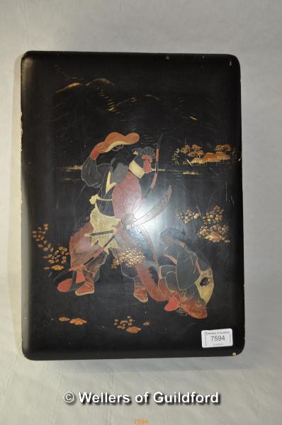 A Japanese laquered box, 38 x 27.5 x 10cm.