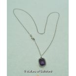 *Amethyst and diamond pendant, on 18ct white gold chain, with appraisal certificate. RRP £770.00 (