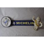 *Reproduction cast iron Michelin man figure and two signs (3) (Lot subject to VAT)