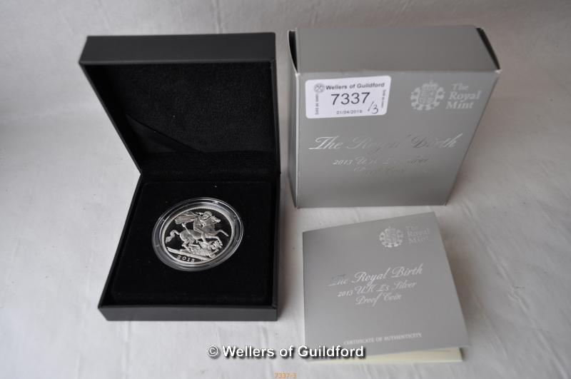 Three silver coins with boxes and certificates of authenticity; The Royal Birth 2013, To Commemorate - Image 4 of 4