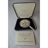 Alec Brook Ltd, London, commemorative silver medal of Man's Firdt Moon Landing, depicting Collins,