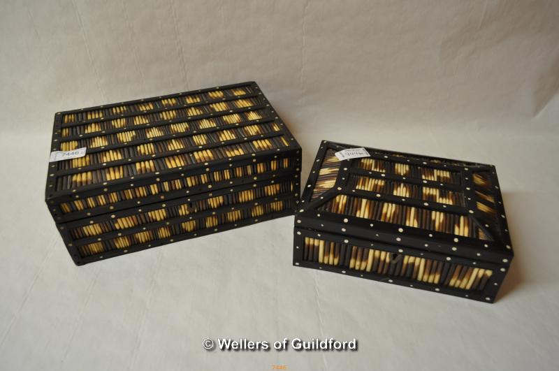 *Porcupine quill and ebony rectangular box and another jewellery box (2) (Lot subject to VAT)