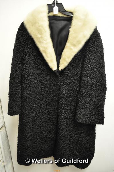 *Black Astrakhan coat with white mink collar (Lot subject to VAT)