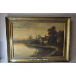 J. E. Jamieson, oil on canvas, The Avon-Stratford 1907, with plaque, framed, signed, 39 x 59cm