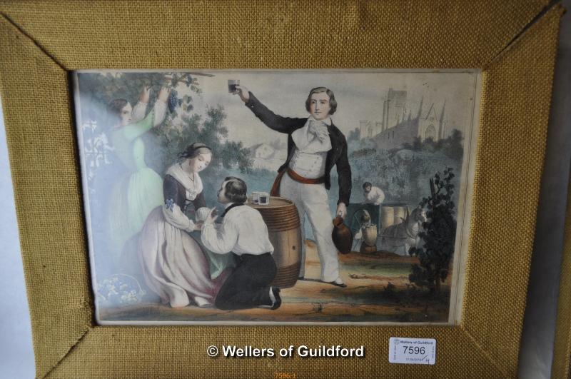 A set of four late 18th Century prints showing figures at leisure, in 1960's frames. (4) - Image 2 of 5