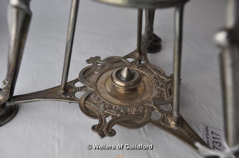 A Tiffany silver kettle stand, the circular top on tripod supports ending in large paw feet, stamped - Image 3 of 4