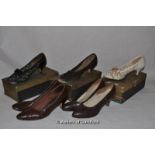 Three pairs of Joyland Gold Top shoes in original shoeboxes, size 6; a pair of croc effect high heel