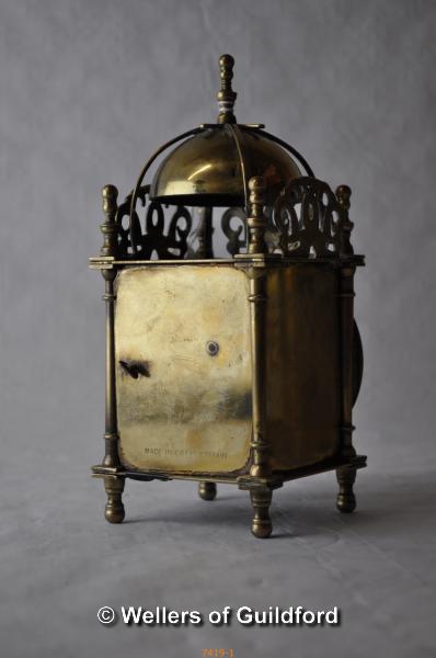 A Smith's clockwork lantern clock with original key, 18cm. - Image 2 of 3