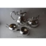 *Walker & Hall silver plate coffee and tea set comprising teapot, coffee pot, milk and sugar (Lot