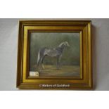 W. Roberts, "Assegai", portait study of a racehorse, oil on canvas, signed lower right, 31 x 35cm.