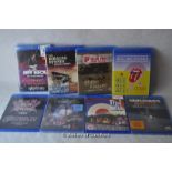 The Rolling Stones and others - eight mixed Blu-ray, some new and sealed including The Rolling