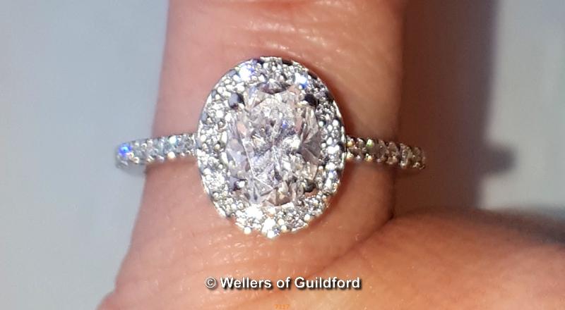 Ladies single stone diamond ring comprising of an oval diamond weighing 1ct, D colour, VS2