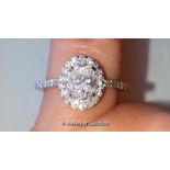 Ladies single stone diamond ring comprising of an oval diamond weighing 1ct, D colour, VS2