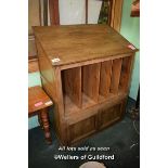 PINE CLERKS DESK WITH PIGEONHOLES AND CUPBOARDS, 104CM WIDE