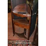 GEORGIAN MAHOGANY CORNER WASHSTAND WITH BASIN APERTURE AND SINGLE DRAWER, 107CM TALL (1405 DTS)