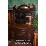 EDWARDIAN WALNUT MIRRORED BACK SIDEBOARD, 151CM WIDE