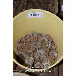 METAL BUCKET OF WASHERS