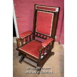 AMERICAN ROCKING CHAIR WITH RED UPHOLSTERY