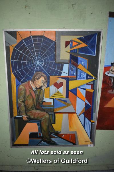 Z DRECKI, OIL ON CANVAS, THINKING MAN, 131CM X 91CM