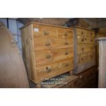 STRIPPED PINE CHEST OF DRAWERS COMPRISING TWO SMALL OVER THREE LONG DRAWERS
