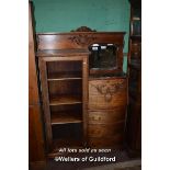 EDWARDIAN WALNUT WRITING BUREAU/DISPLAY CABINET, 112CM WIDE