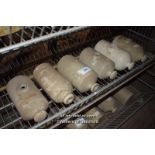 SIX MIXED SALT GLAZED HOT WATER BOTTLES