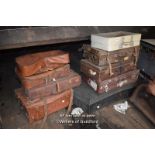 EIGHT MIXED VINTAGE TRAVEL CASES AND ONE LARGE TRUNK