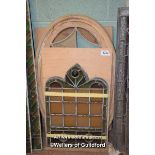 PAIR OF LEADLIGHT PANELS AND OVAL LEADLIGHT WINDOW