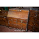 LATE GEORGIAN OAK BUREAU, 92CM WIDE