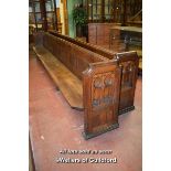 PAIR OF VICTORIAN OAK CHURCH PEWS, 353CM