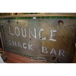 STAINED GLASS PANEL 'LOUNGE AND SNACK BAR', 243CM WIDE