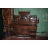 LATE VICTORIAN OAK MIRRORED BACK SIDEBOARD, 992CM WIDE (1151)