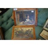 TWO VICTORIAN MAPLE FRAMED PRINTS