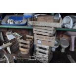 APPROX TEN VINTAGE WOODEN CRATES