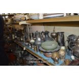 LARGE SELECTION OF MAINLY PEWTER, BRASS AND PLATED WARES