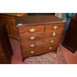 GEORGE III MAHOGANY STRAIGHT FRONT CHEST OF TWO SHORT AND THREE LONG DRAWERS, 109CM WIDE (1585 ATS)