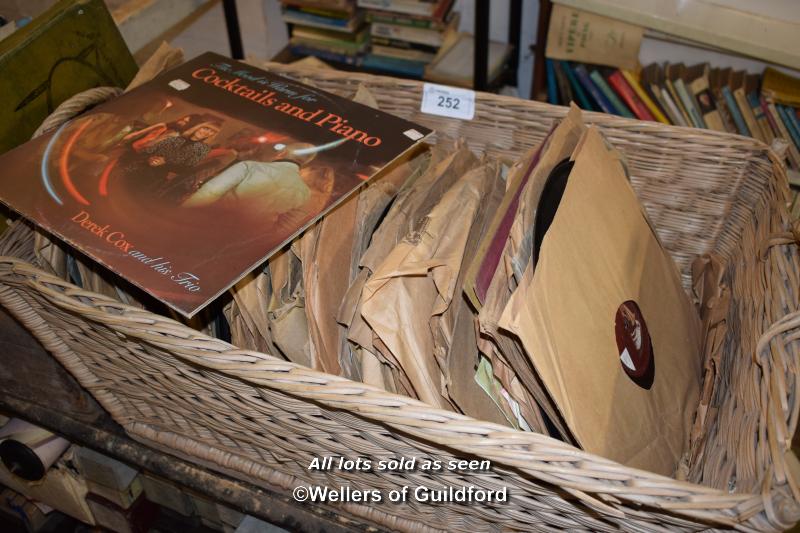 LARGE BASKET OF MIXED VINTAGE VINYL RECORDS MAINLY 'HIS MASTERS VOICE'