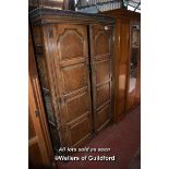 OAK CUPBOARD WITH TWO PANELLED DOORS