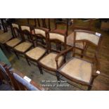 SET OF FIVE EDWARDIAN INLAID MAHOGANY CHAIRS INCLUDING ONE CARVER