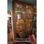 TWO TIER GLAZED FRONTED BOOKCASE, 147CM X 246CM (NOT INCLUDING BOOKS)